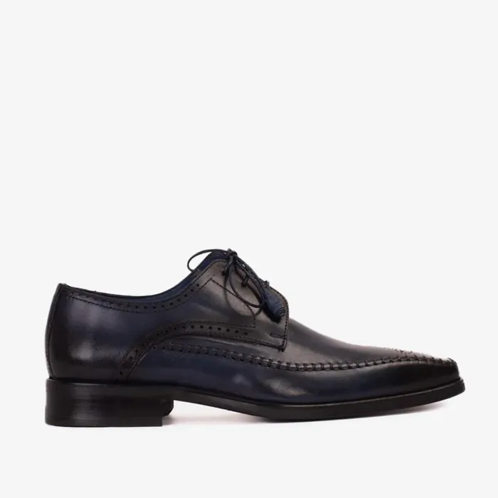 Vinci Leather Dress Shoes The Moon Navy Blue Leather Derby Shoe 8211 Men