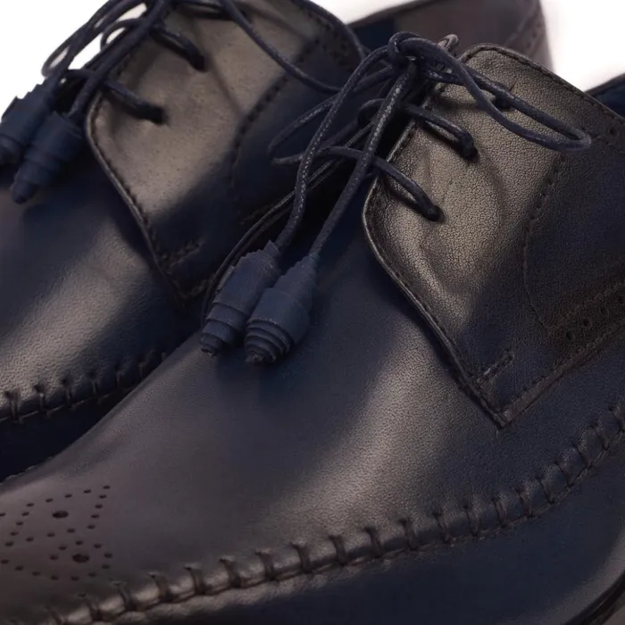 Vinci Leather Dress Shoes The Moon Navy Blue Leather Derby Shoe 8211 Men