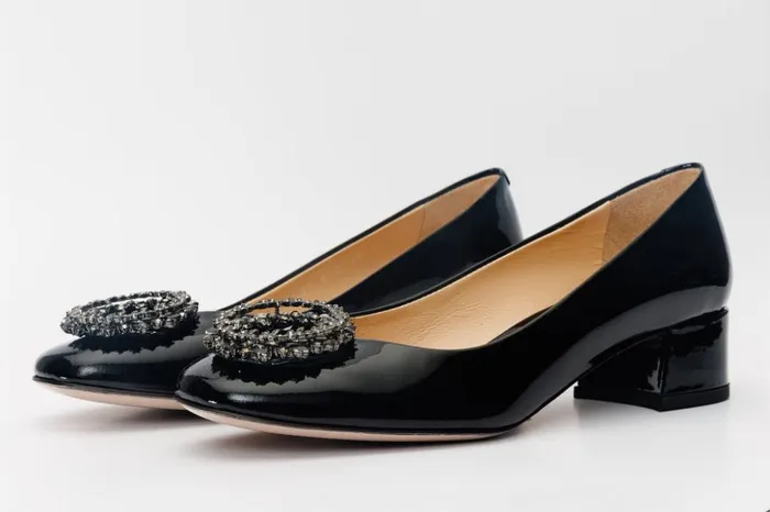 Vinci Leather Heels The Danish Black Patent Leather Block Heel Pump Shoe 8211 Women