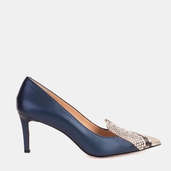 Vinci Leather Heels The Dilan Navy Blue Leather Pump Shoe 8211 Women