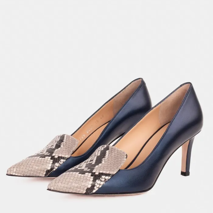 Vinci Leather Heels The Dilan Navy Blue Leather Pump Shoe 8211 Women