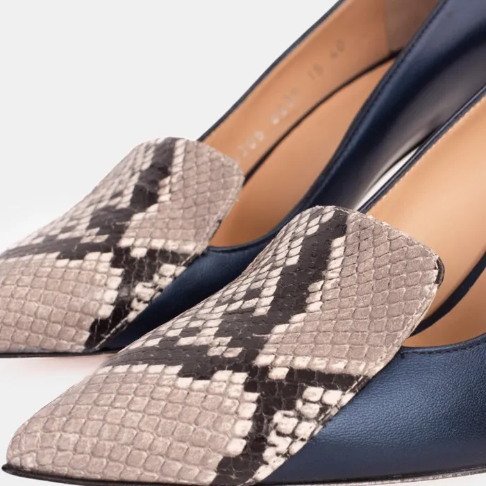 Vinci Leather Heels The Dilan Navy Blue Leather Pump Shoe 8211 Women