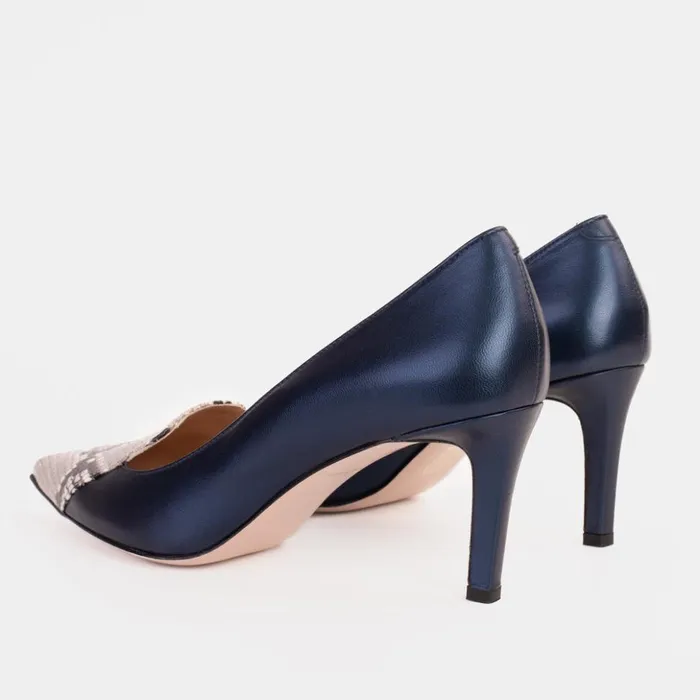 Vinci Leather Heels The Dilan Navy Blue Leather Pump Shoe 8211 Women