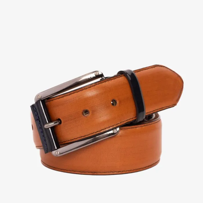 Vinci Leather Leather Belts The Maratea Tan and Navy Leather Belt 8211 Men