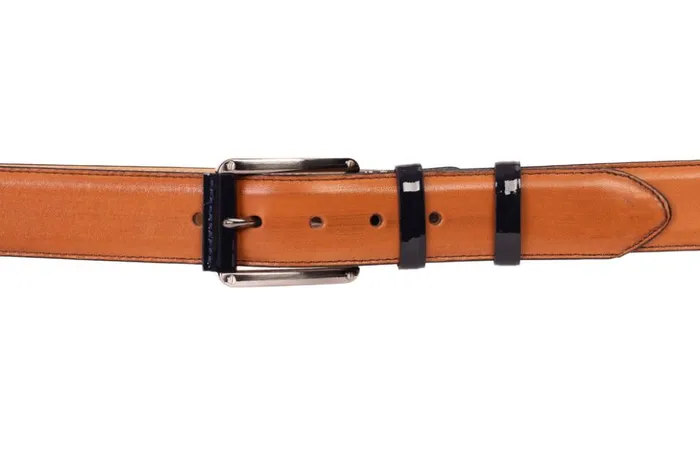 Vinci Leather Leather Belts The Maratea Tan and Navy Leather Belt 8211 Men