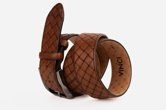 Vinci Leather Leather Belts The Vatra Brown Woven Leather Belt 8211 Men