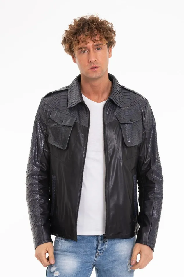 Vinci Leather Leather Jackets The Agron Pythn Navy Blue Leather Jacket 8211 Men Vinci Leather Leather Jackets The Agron Pythn Navy Blue Leather Jacket 8211 Men