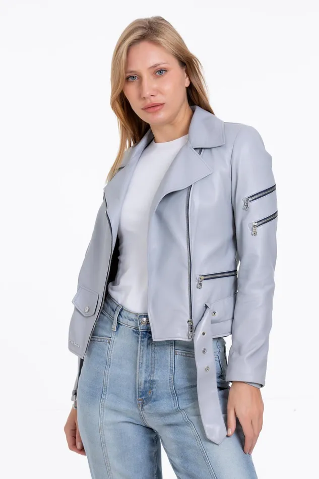 Vinci Leather Leather Jackets The Rodos Leather Gray Jacket 8211 Women