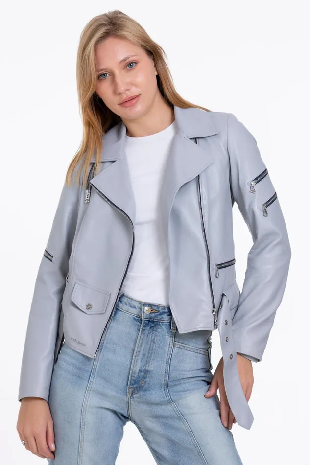 Vinci Leather Leather Jackets The Rodos Leather Gray Jacket 8211 Women