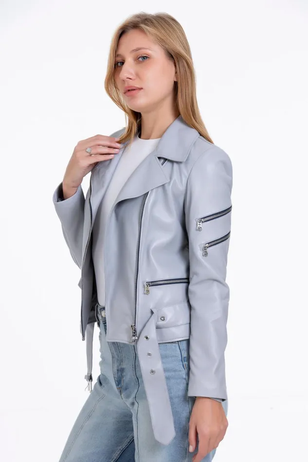 Vinci Leather Leather Jackets The Rodos Leather Gray Jacket 8211 Women