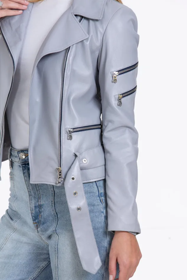 Vinci Leather Leather Jackets The Rodos Leather Gray Jacket 8211 Women