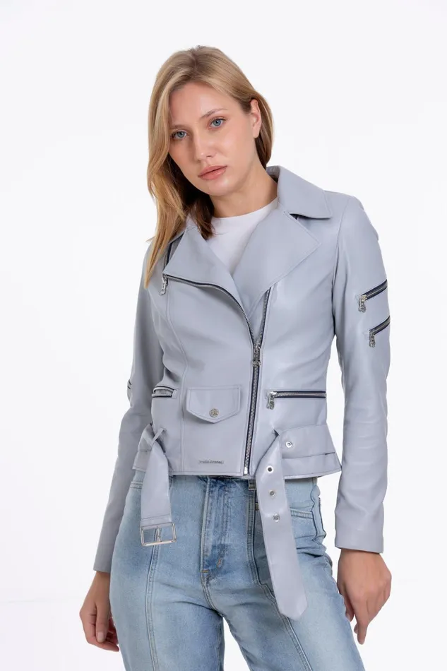 Vinci Leather Leather Jackets The Rodos Leather Gray Jacket 8211 Women