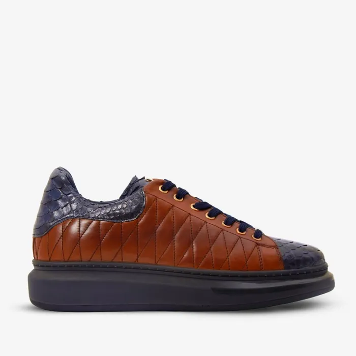 Vinci Leather Sneakers The Adler Pyht Snk Skin Tan and Navyc Sneaker 8211 Men