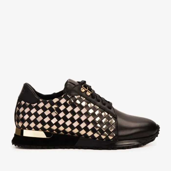 Vinci Leather Sneakers The Mackenzie Black and Gold Woven Leather Sneaker 8211 Men