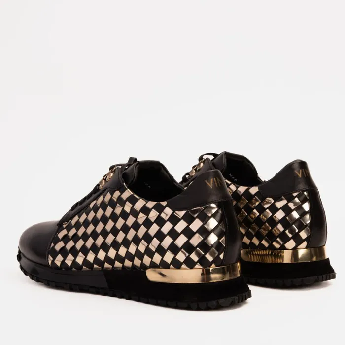 Vinci Leather Sneakers The Mackenzie Black and Gold Woven Leather Sneaker 8211 Men