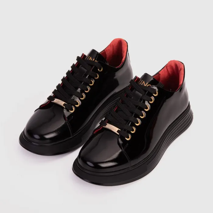 Vinci Leather Sneakers The Peklin Patent Black Leather Sneaker 8211 Men