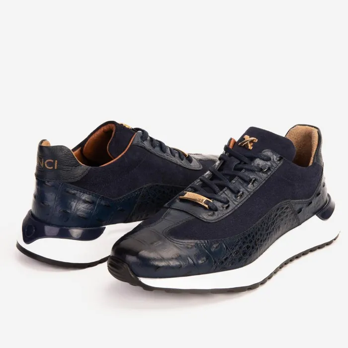 Vinci Leather Sneakers The Savamala Dark Blue Leather Sneaker 8211 Men