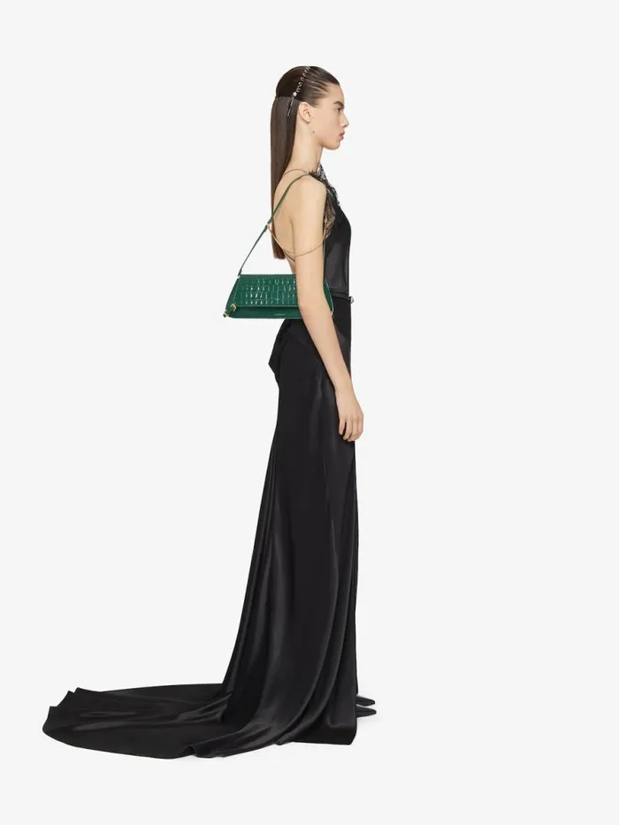 Voyou Clutch Bag In Crocodile Effect Leather Emerald Green Women Givenchy Shoulder Bags