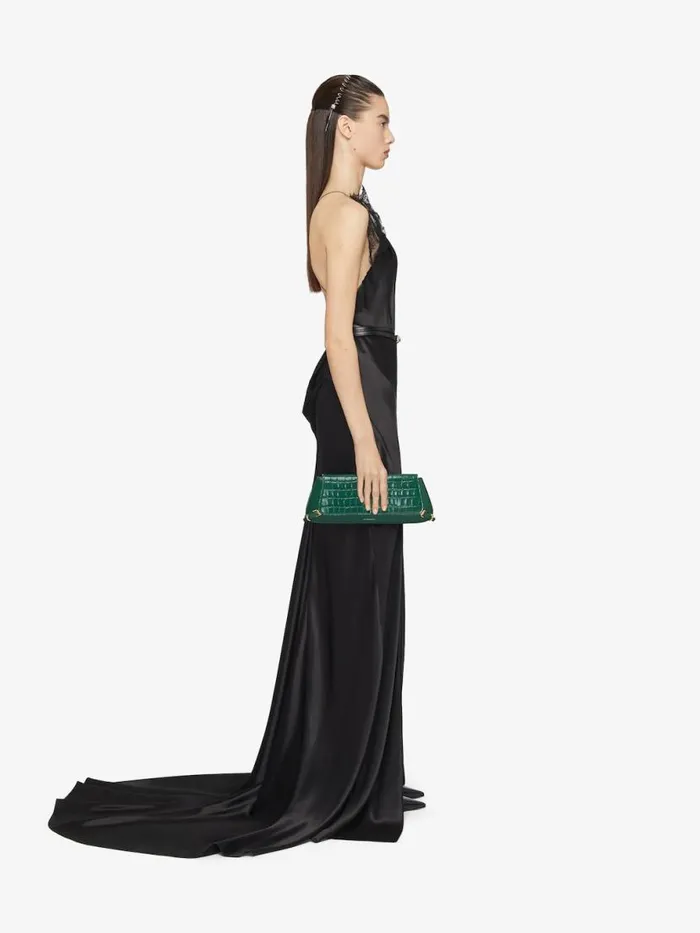 Voyou Clutch Bag In Crocodile Effect Leather Emerald Green Women Givenchy Shoulder Bags