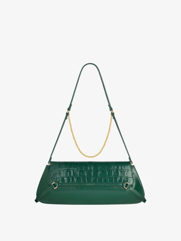 Voyou Clutch Bag In Crocodile Effect Leather Emerald Green Women Givenchy Shoulder Bags