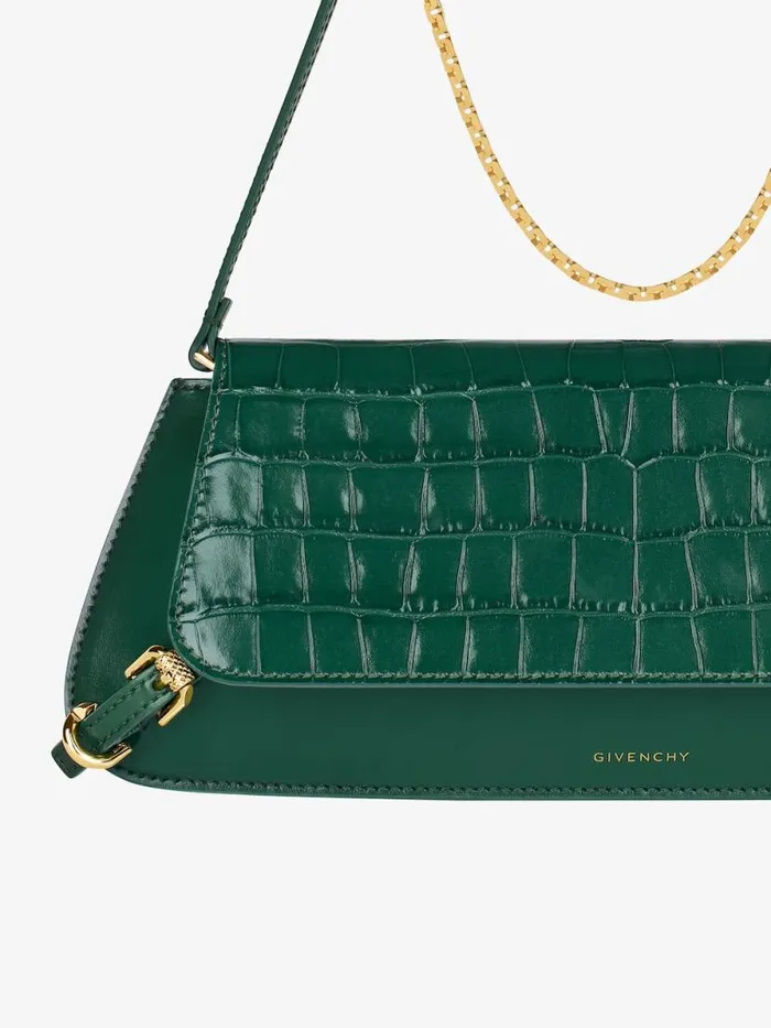 Voyou Clutch Bag In Crocodile Effect Leather Emerald Green Women Givenchy Shoulder Bags