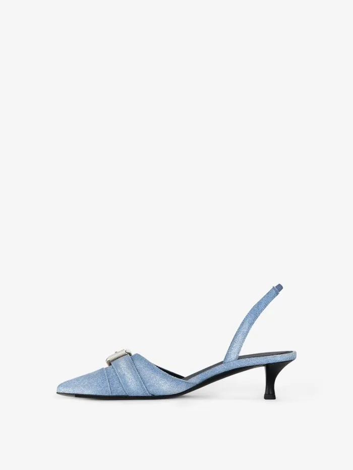 Voyou Slingbacks In Washed Denim Medium Blue Women Givenchy Heels