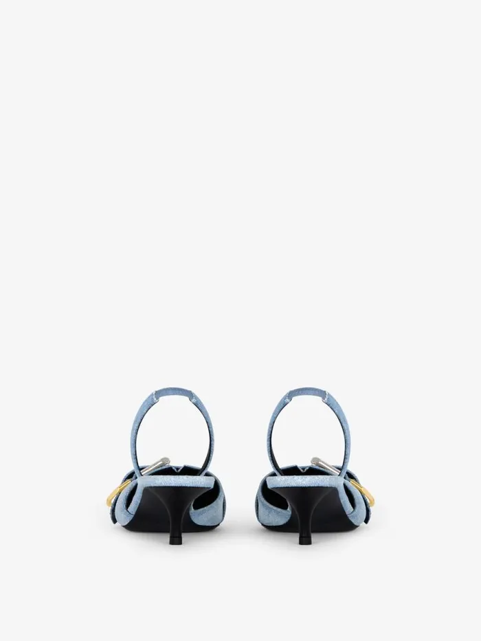 Voyou Slingbacks In Washed Denim Medium Blue Women Givenchy Heels