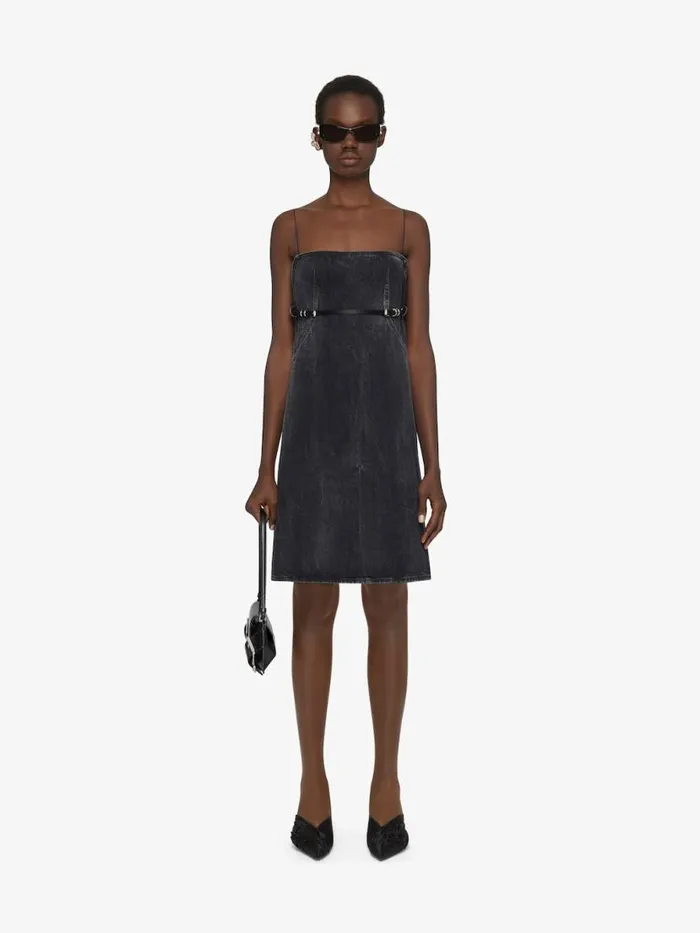 Voyou Straps Dress In Denim Black Women Givenchy Dresses