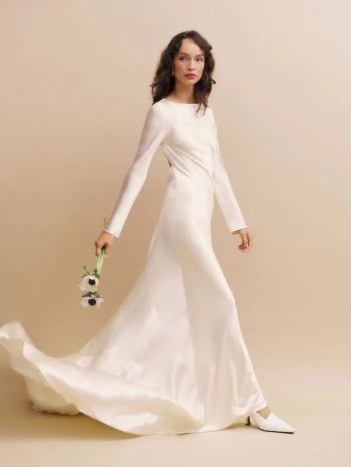 Weddings The Reformation Adwen Silk Dress Ivory