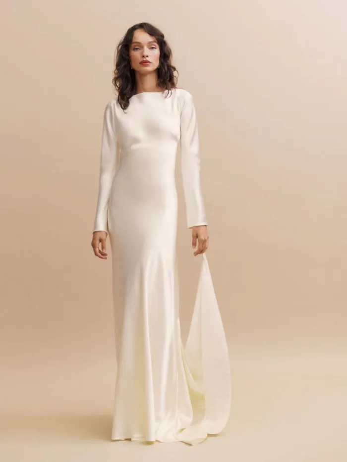 Weddings The Reformation Adwen Silk Dress Ivory
