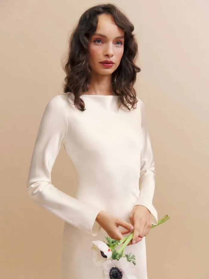 Weddings The Reformation Adwen Silk Dress Ivory