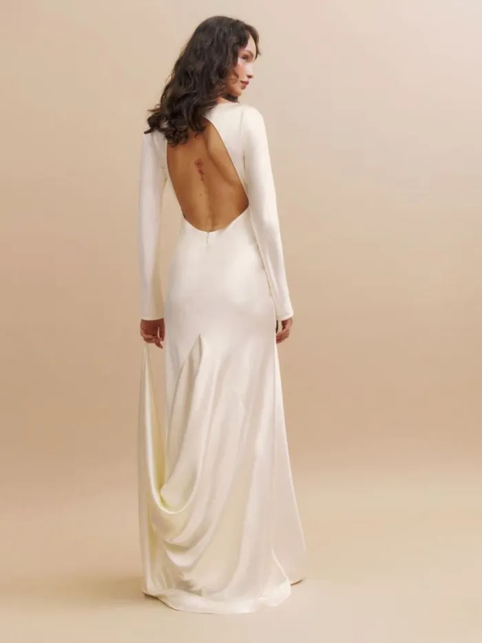 Weddings The Reformation Adwen Silk Dress Ivory