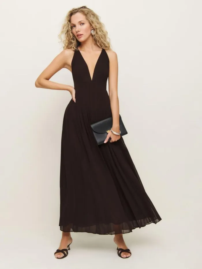 Weddings The Reformation Roseanne Dress Chocolate