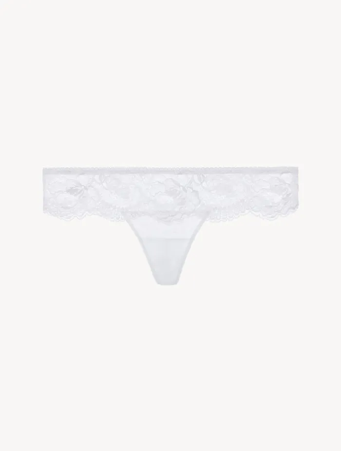 White Stretch Leavers Lace Thong Lingerie La Perla G String and Thong