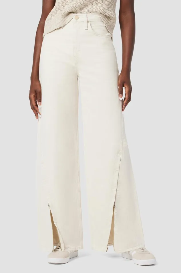 Wide Leg Women Hudson Jeans James HighRise Wide Leg Jean Ecru
