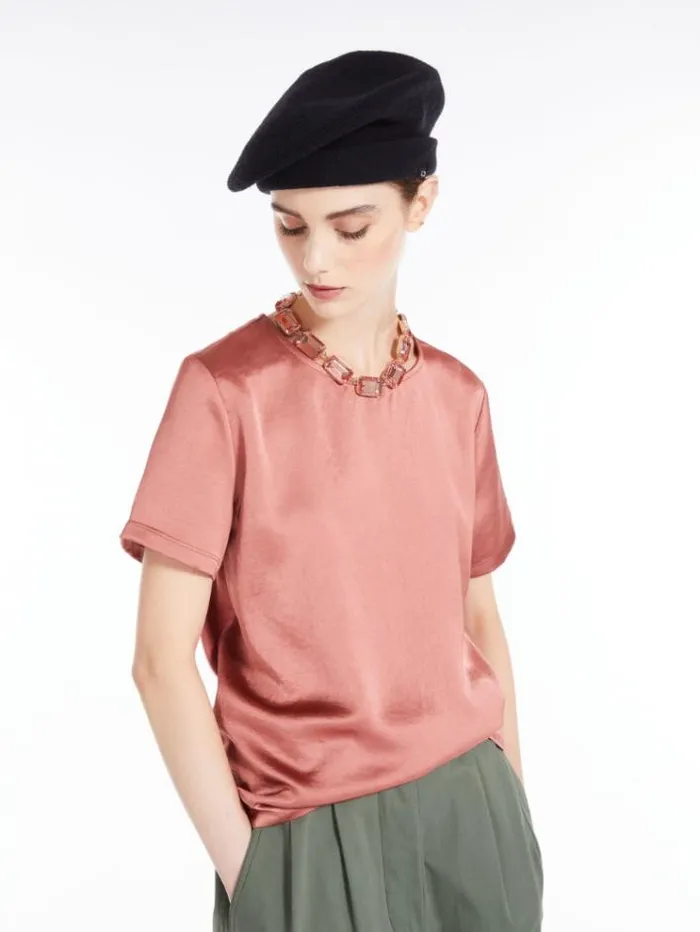 Woman Blouse In Satin And Jersey Terra Cotta Maxmara Tshirts Woman Blouse In Satin And Jersey Terra Cotta Maxmara Tshirts