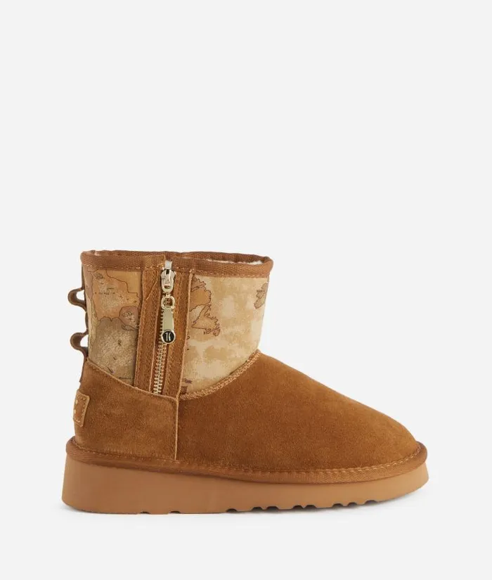 Woman Boots and Booties Alviero Martini FleeceLined Suede Ankle Boots With Geo Classic Details Natural Woman Boots and Booties Alviero Martini FleeceLined Suede Ankle Boots With Geo Classic Details Natural