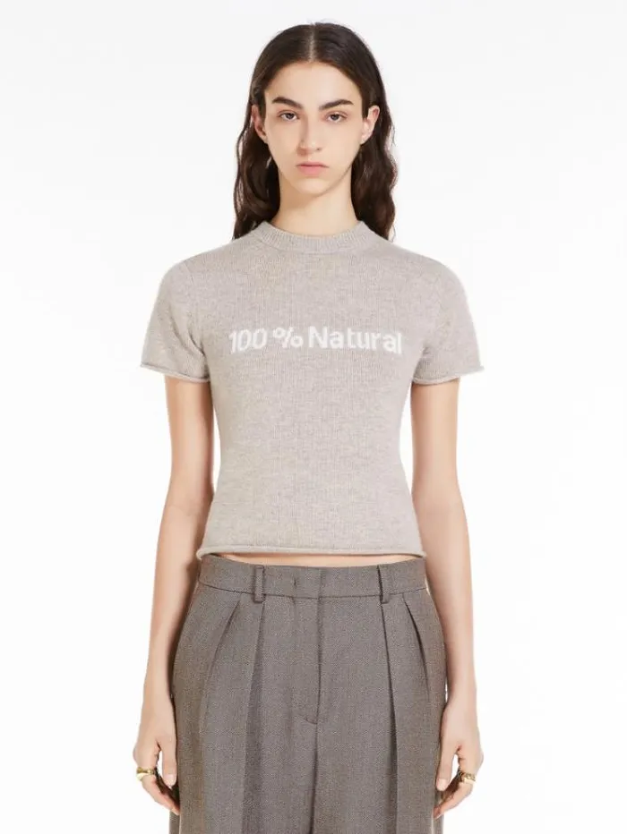 Woman Cashmereblend Tshirtstyle Sweater Beige Maxmara Knitwear And Sweatshirts Woman Cashmereblend Tshirtstyle Sweater Beige Maxmara Knitwear And Sweatshirts