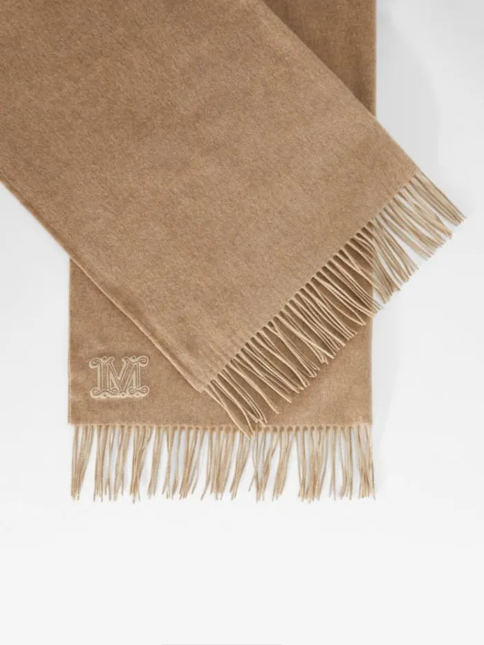 Woman Cashmere Stole Camel Maxmara Scarves And Foulards
