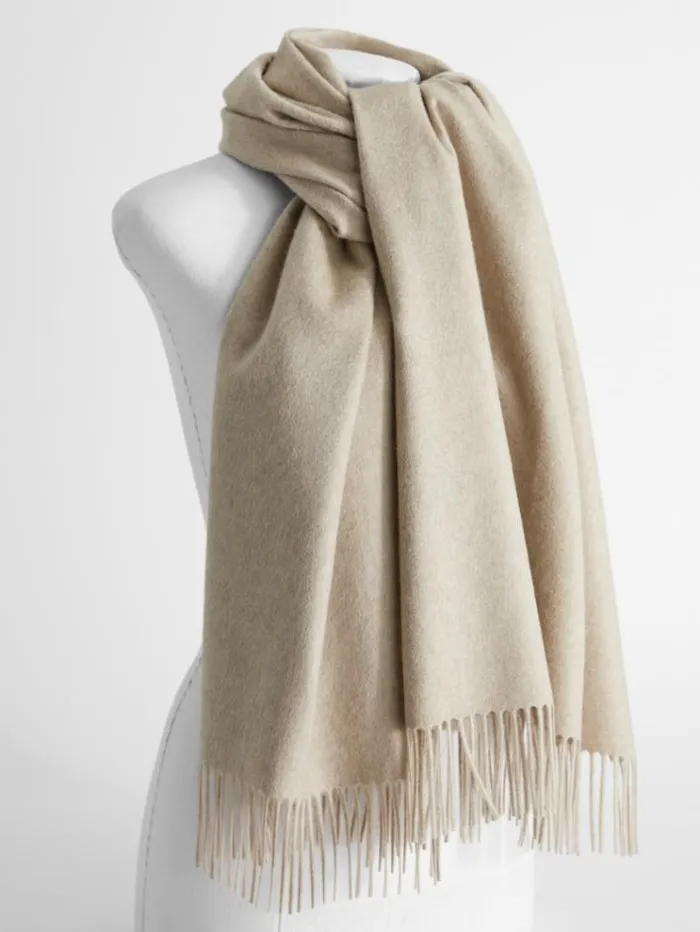 Woman Cashmere Stole With Embroidery Beige Maxmara Scarves And Foulards