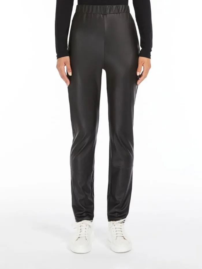 Woman Coated Jersey Leggings Black Maxmara Trousers