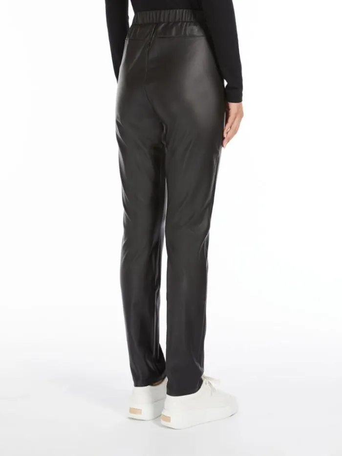 Woman Coated Jersey Leggings Black Maxmara Trousers Woman Coated Jersey Leggings Black Maxmara Trousers
