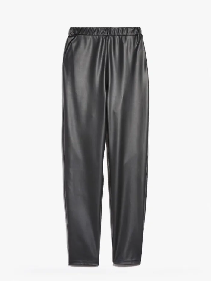 Woman Coated Jersey Leggings Black Maxmara Trousers Woman Coated Jersey Leggings Black Maxmara Trousers