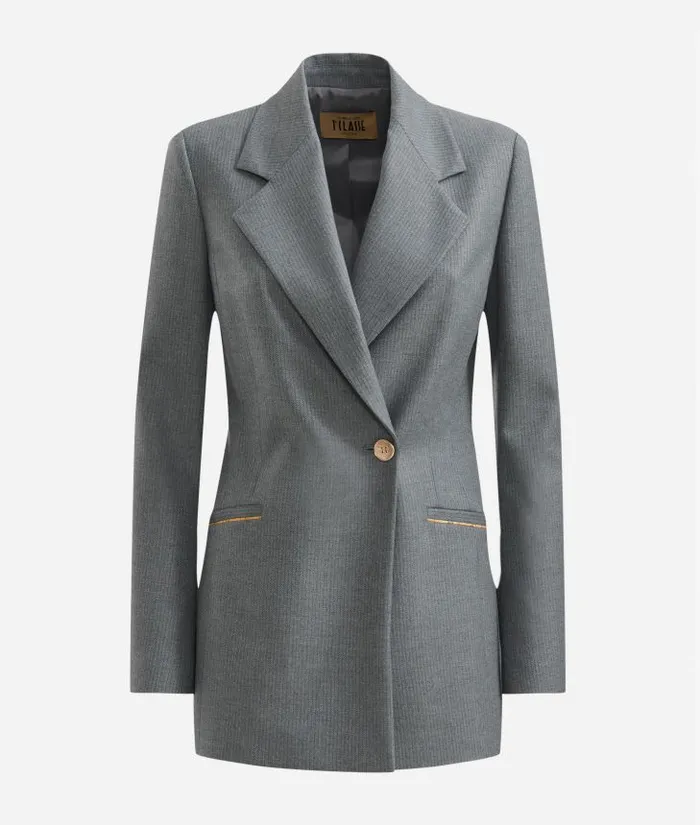 Woman Coats and Jackets Alviero Martini Pinstripe Jacket With Geo Classic Details Grey