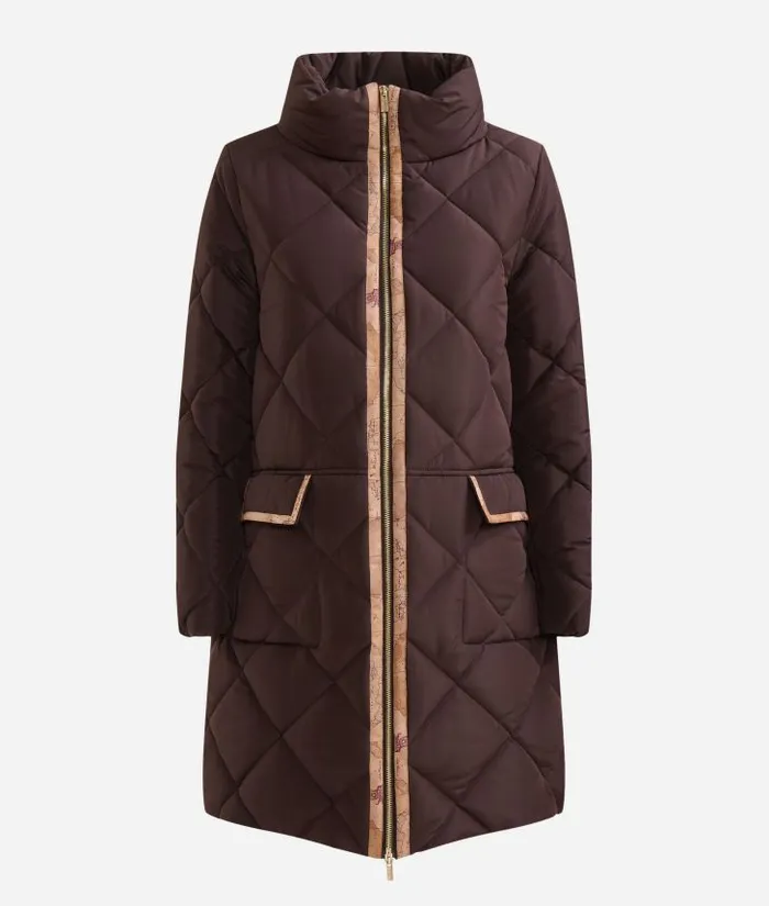 Woman Coats and Jackets Alviero Martini Quilted Padded Nylon Midi Coat Chocolate