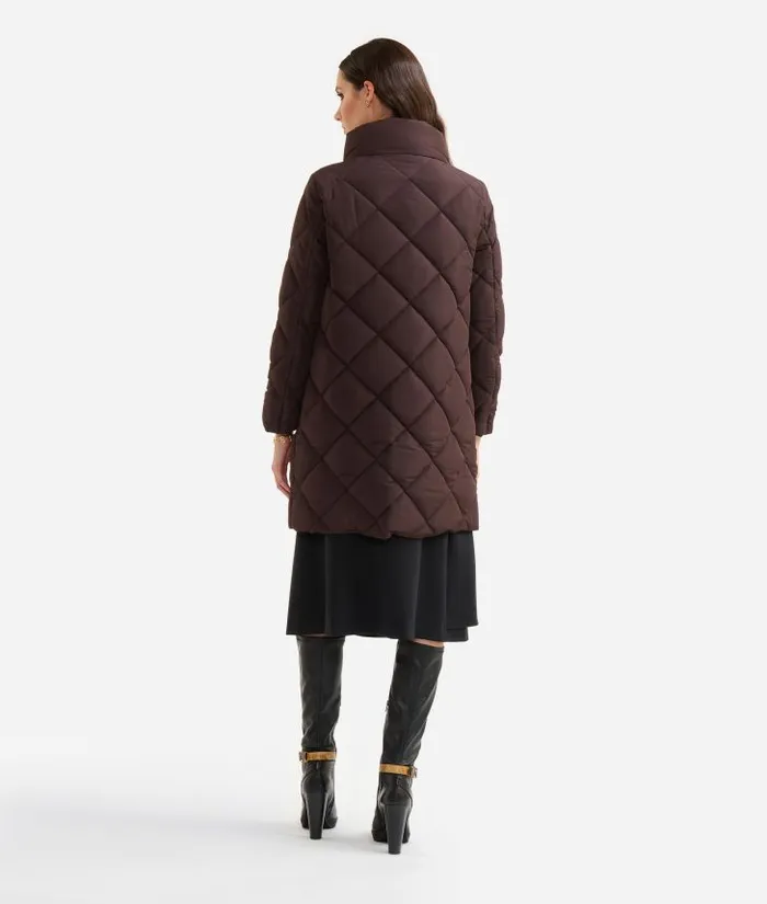 Woman Coats and Jackets Alviero Martini Quilted Padded Nylon Midi Coat Chocolate