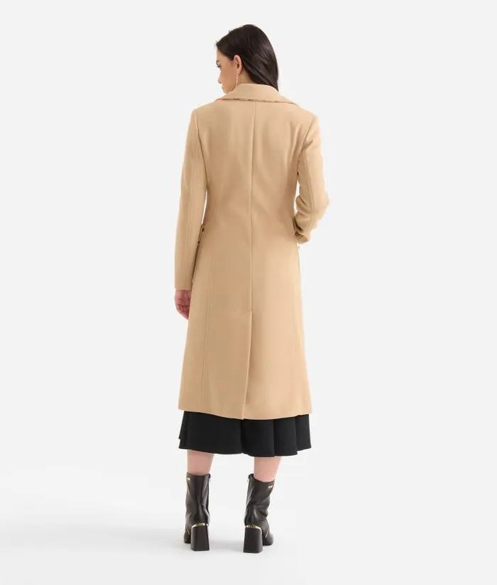Woman Coats and Jackets Alviero Martini Velour Coat With Jewel Detail Camel