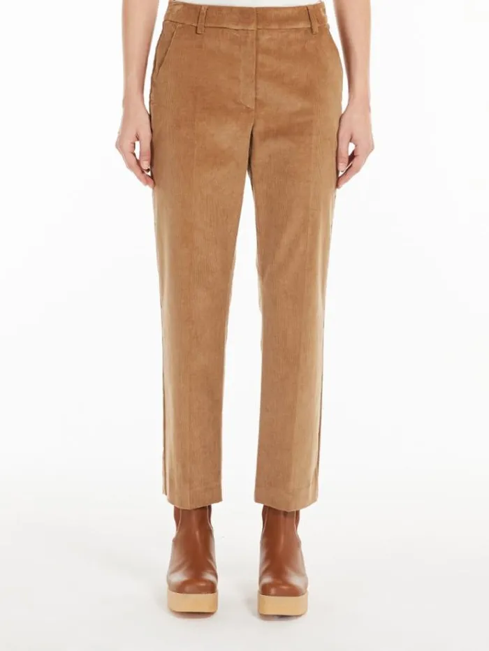 Woman Corduroy Trousers Camel Maxmara Trousers