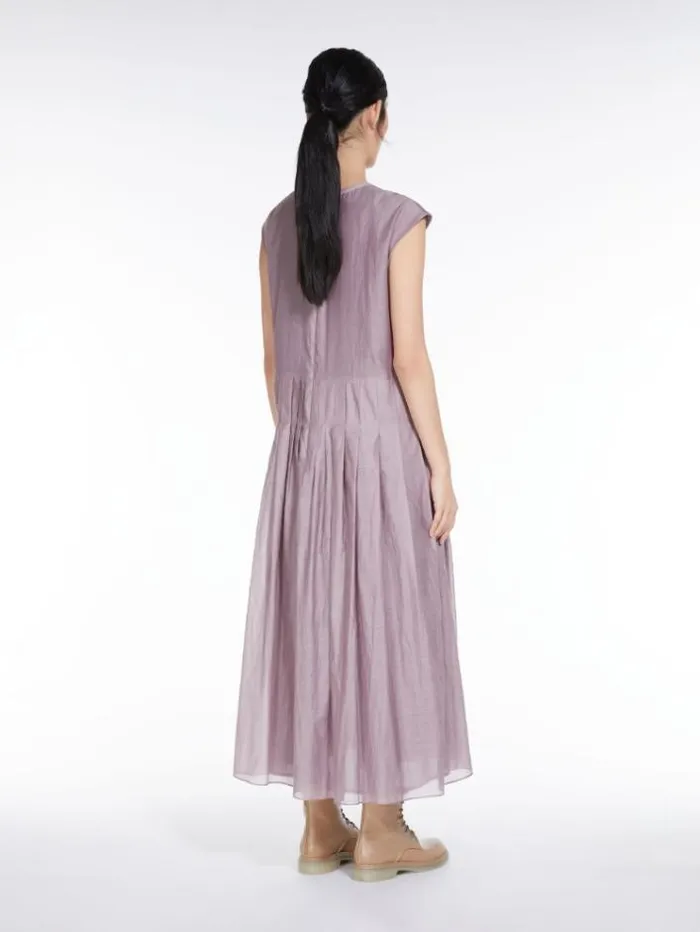 Woman Cotton And Silk Voile Dress Lilac Maxmara Dresses Woman Cotton And Silk Voile Dress Lilac Maxmara Dresses