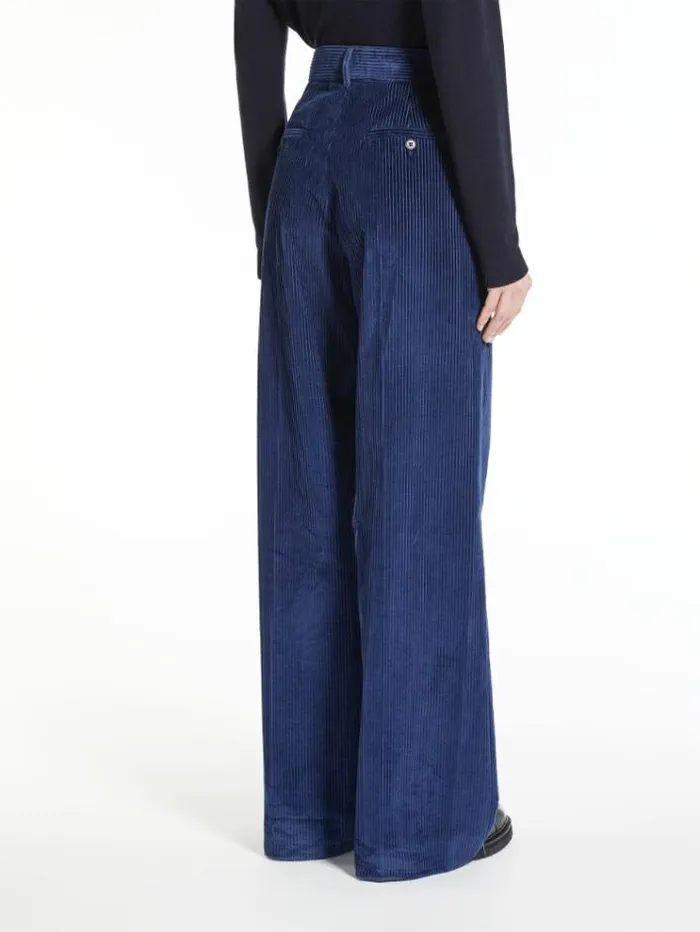 Woman Cotton Velvet Trousers China Blue Maxmara Trousers Woman Cotton Velvet Trousers China Blue Maxmara Trousers